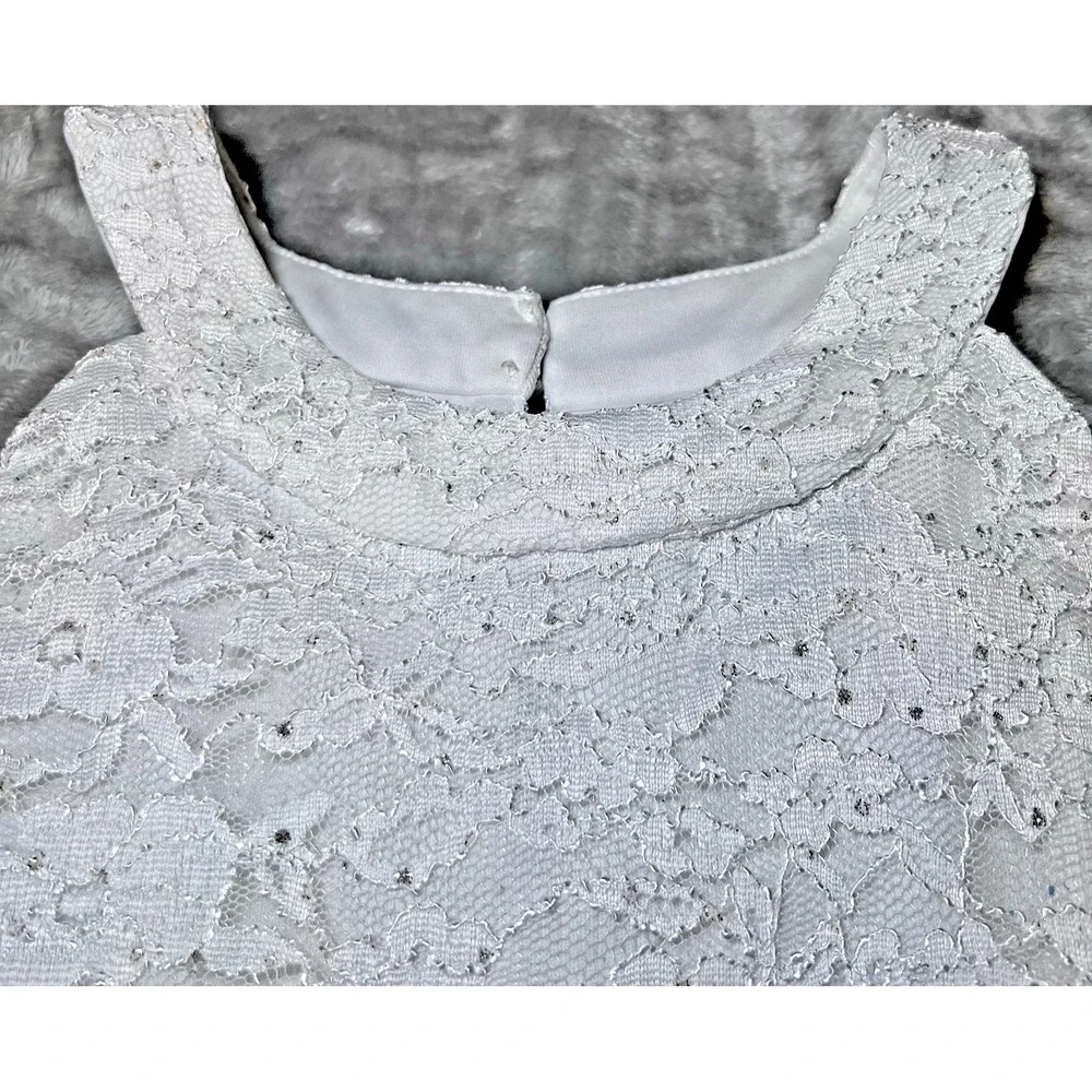 Speechless Kids Girls Size 16 Floral High-Low‎ Formal Dress White Lace Navy Blue